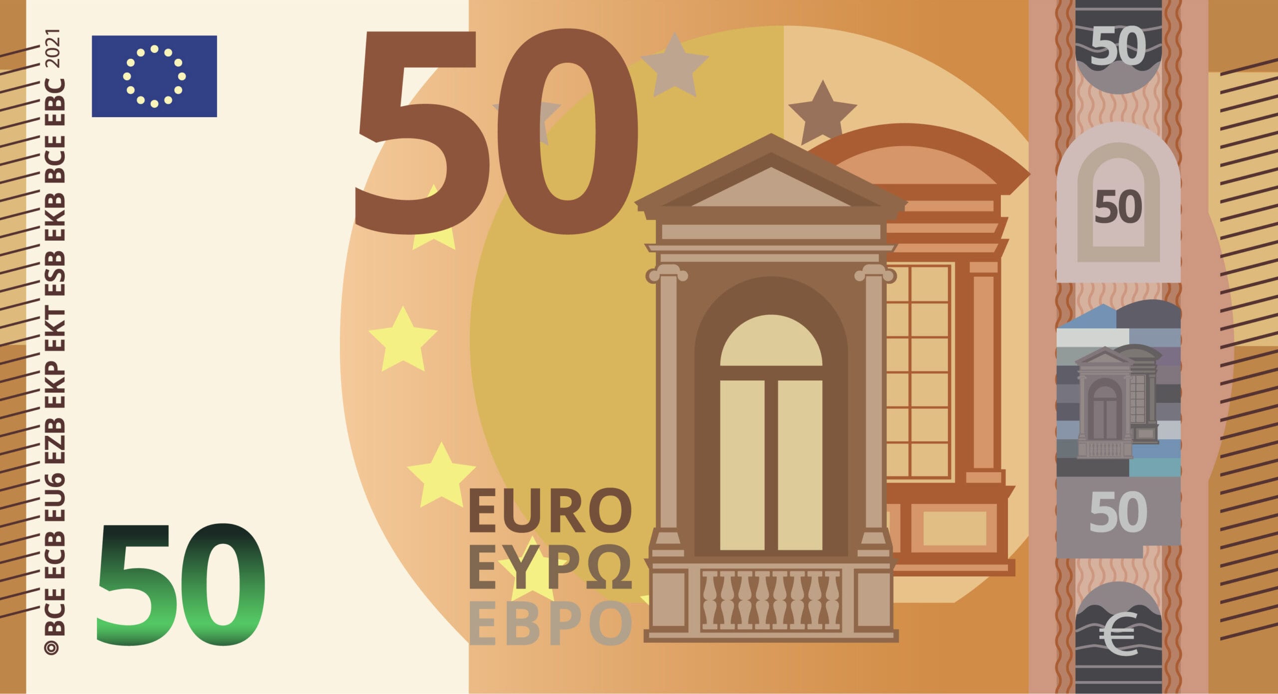 50 Euro money banknote cartoon vector illustration isolated object vivoyahorro-devolucion